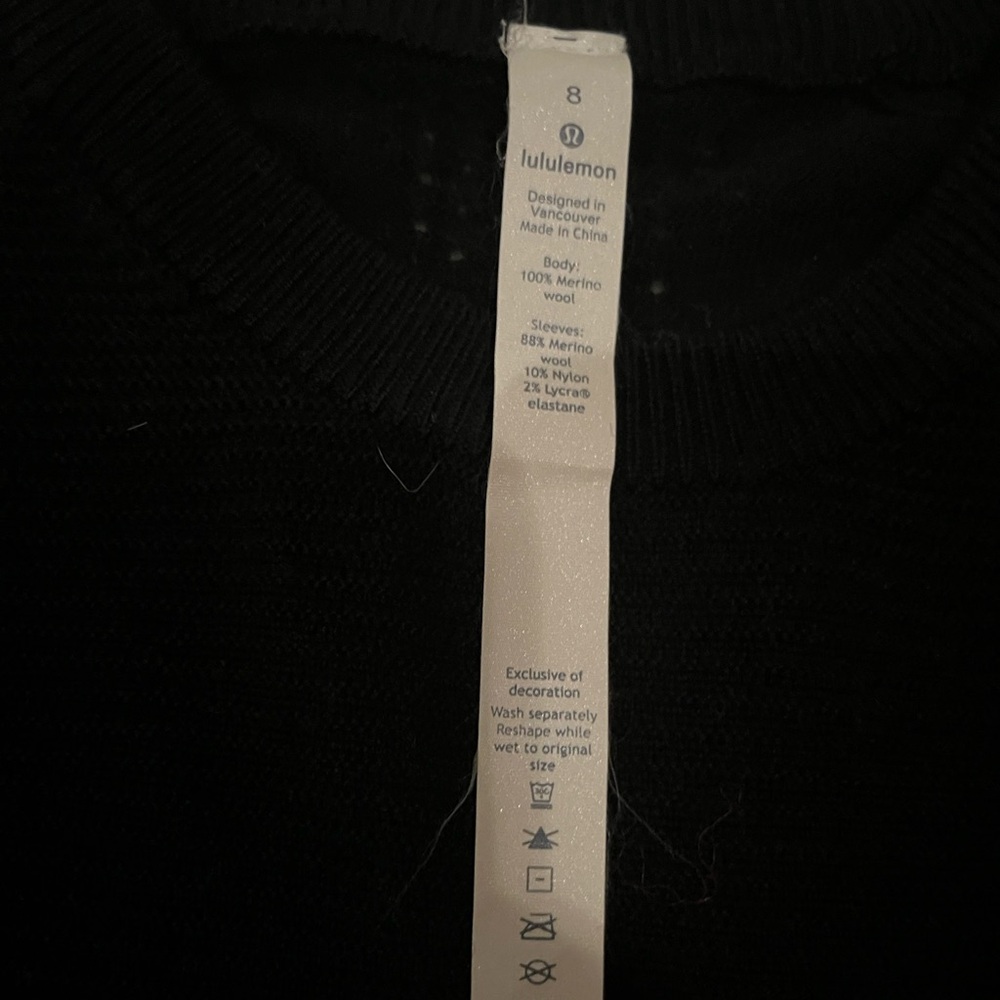 Lululemon Black Merino wool sweater-size 8